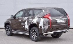 14 449 р. Защита заднего бампера (Ø76 мм уголки, нержавейка) SLITKOFF Mitsubishi Pajero Sport QE дорестайлинг (2015-2021)  с доставкой в г. Таганрог. Увеличить фотографию 2