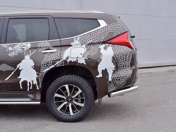 24 999 р. Защита заднего бампера (Ø63 мм, нержавейка) SLITKOFF  Mitsubishi Pajero Sport  QE (2015-2021) дорестайлинг (лист - нержавейка, профиль - нержавейка)  с доставкой в г. Таганрог. Увеличить фотографию 2