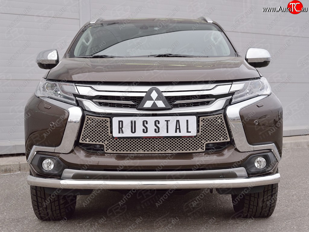 4 299 р. Сетка нижнего воздухозаборника (нержавеющая сталь) Russtal Mitsubishi Pajero Sport QE дорестайлинг (2015-2021)  с доставкой в г. Таганрог