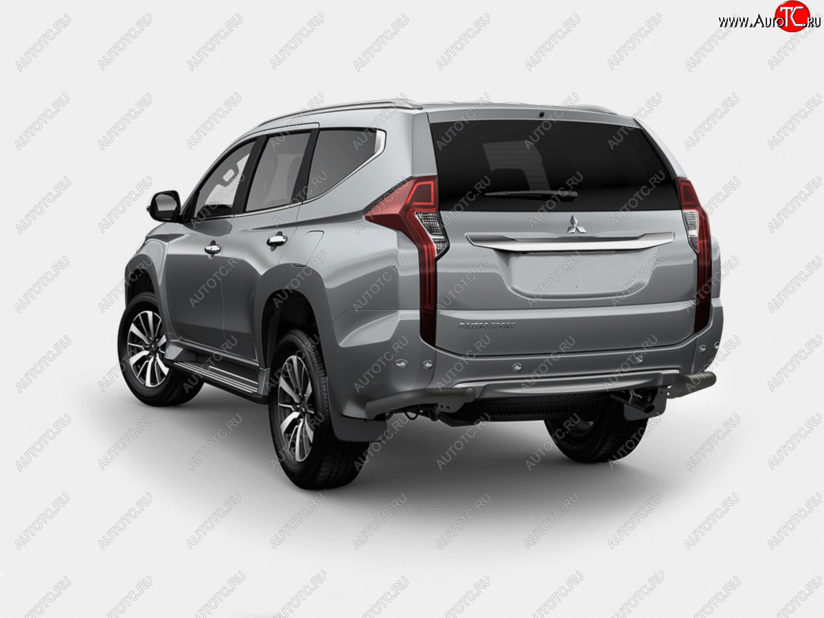 10 599 р. Защита заднего бампера SLITKOFF (Ø63 мм уголки, крепеж Bosal)  Mitsubishi Pajero Sport  QE (2015-2021) дорестайлинг (нержавейка с полимерным покрытием, черный)  с доставкой в г. Таганрог