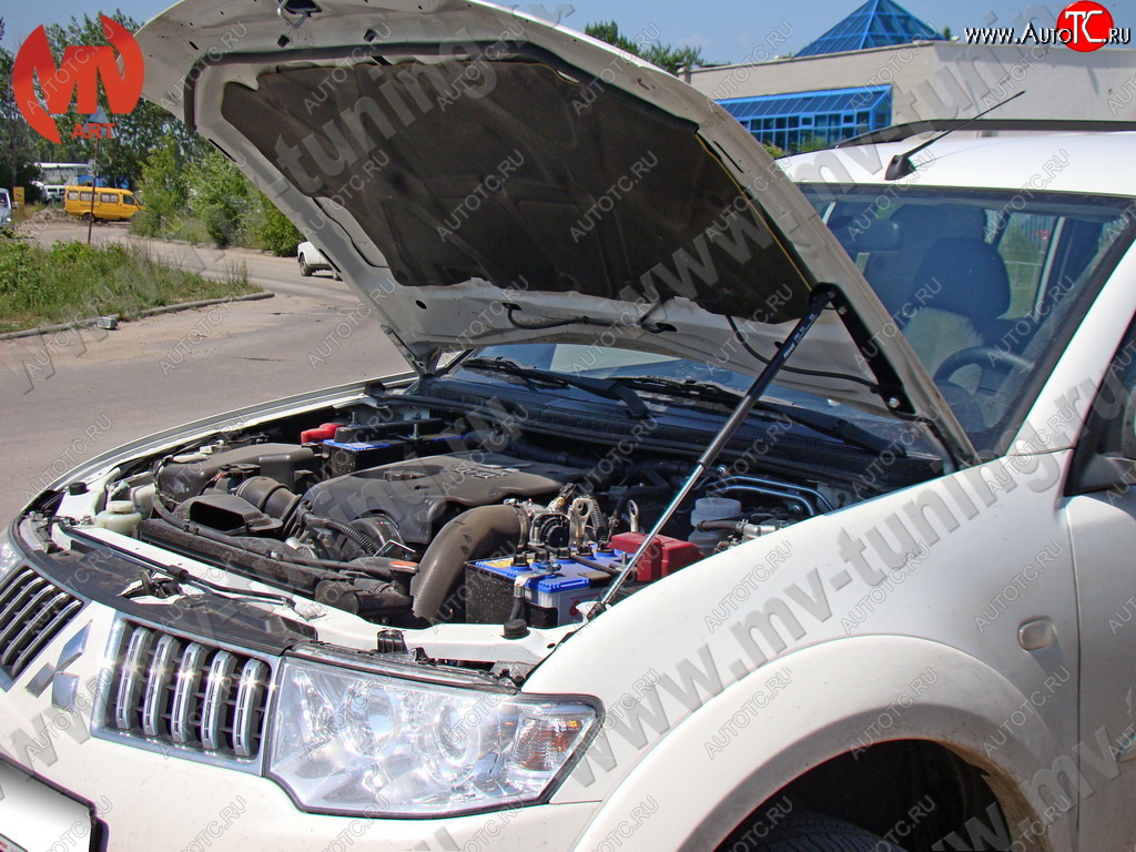 2 969 р. Упор капота MV-Tuning (одинарный) Mitsubishi Pajero Sport PB дорестайлинг (2008-2013)  с доставкой в г. Таганрог