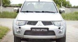 2 179 р. Защитная сетка решетки переднего бампера РА  Mitsubishi Pajero Sport  PB (2008-2013) дорестайлинг  с доставкой в г. Таганрог. Увеличить фотографию 2