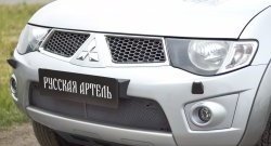 Защитная сетка решетки переднего бампера РА Mitsubishi (Митсубиси) Pajero Sport (Паджеро)  PB (2008-2013) PB дорестайлинг