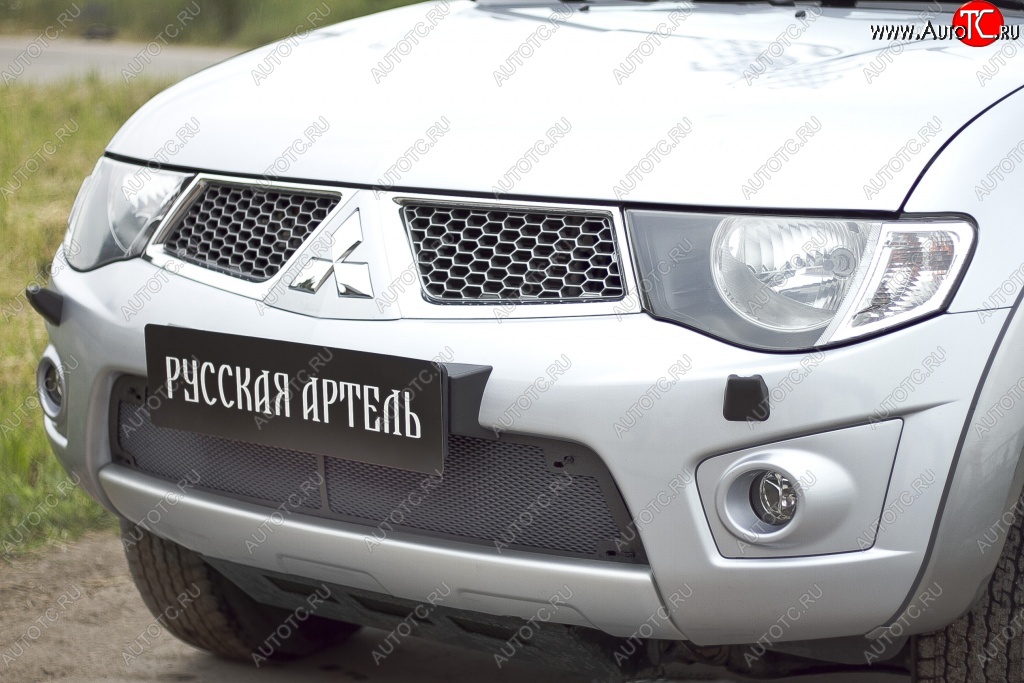 2 179 р. Защитная сетка решетки переднего бампера РА  Mitsubishi Pajero Sport  PB (2008-2013) дорестайлинг  с доставкой в г. Таганрог