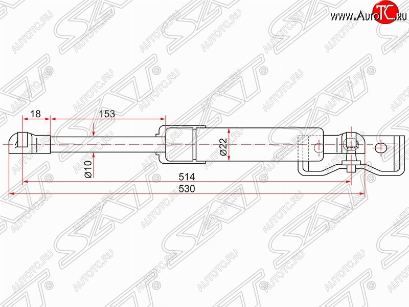 1 249 р. Газовый упор крышки багажника SAT  Mitsubishi Pajero Sport  PB (2008-2013) дорестайлинг  с доставкой в г. Таганрог