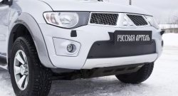 1 159 р. Зимняя заглушка решетки переднего бампера РА  Mitsubishi Pajero Sport  PB (2008-2013) дорестайлинг  с доставкой в г. Таганрог. Увеличить фотографию 3