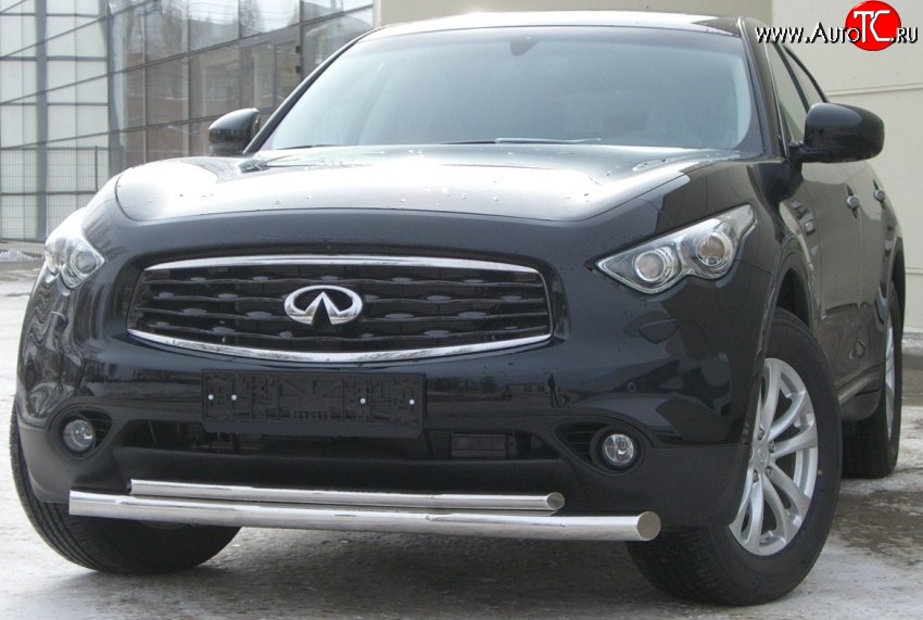 22 399 р. Защита переднего бампера (2 трубыØ63 и 42 мм, нержавейка) SLITKOFF  INFINITI FX35  S51 - FX50  S51  с доставкой в г. Таганрог