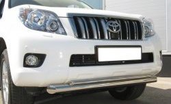 21 649 р. Защита переднего бампера (2 трубыØ76 и 42 мм, нержавейка) SLITKOFF  Toyota Land Cruiser Prado  J150 (2009-2013) дорестайлинг  с доставкой в г. Таганрог. Увеличить фотографию 1