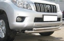 24 899 р. Защита переднего бампера (2 трубыØ76 и 63 мм, нержавейка) SLITKOFF  Toyota Land Cruiser Prado  J150 (2009-2013) дорестайлинг  с доставкой в г. Таганрог. Увеличить фотографию 2