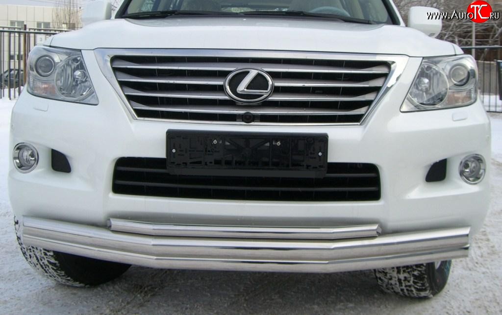 29 749 р. Тройная защита переднего бампера SLITKOFF 70 мм  Lexus LX570  J200 (2007-2012) дорестайлинг  с доставкой в г. Таганрог