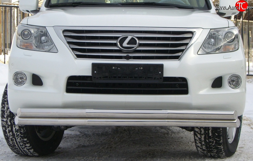 26 849 р. Защита переднего бампера (2 трубыØ70 мм, нержавейка) SLITKOFF  Lexus LX570  J200 (2007-2012) дорестайлинг  с доставкой в г. Таганрог