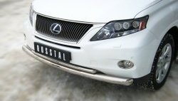 15 849 р. Защита переднего бампера (2 трубыØ76 и 42 мм, нержавейка) SLITKOFF  Lexus RX270  AL10 - RX450H  AL10  с доставкой в г. Таганрог. Увеличить фотографию 2