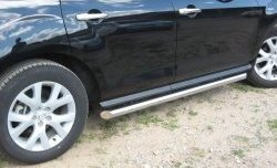 14 999 р. Защита порогов Russtal из круглой трубы диаметром 63 мм  Mazda CX-7  ER (2006-2010) дорестайлинг (Защита порогов с со скосами на торцах (вариант 1))  с доставкой в г. Таганрог. Увеличить фотографию 1