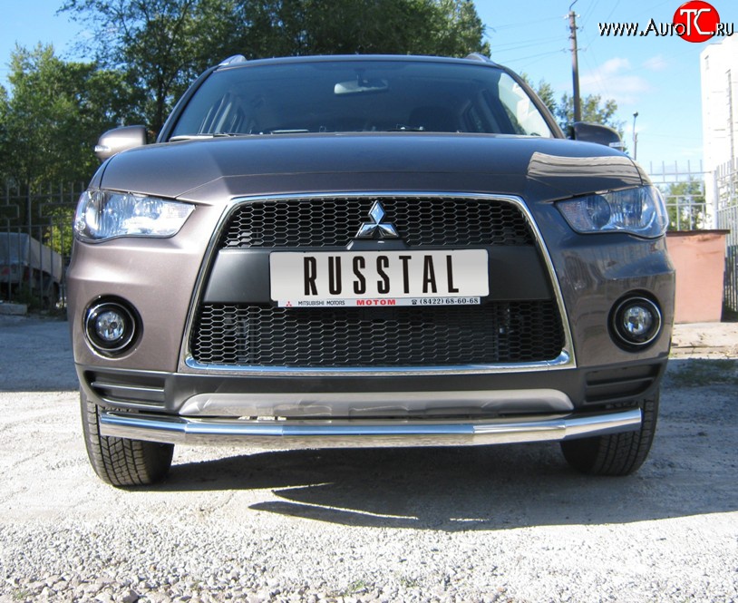 18 499 р. Одинарная защита переднего бампера SLITKOFF диаметром 76 мм  Mitsubishi Outlander  XL (2010-2013) (CW)  рестайлинг  с доставкой в г. Таганрог