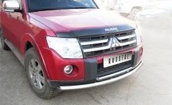 22 849 р. Защита переднего бампера (2 трубыØ76 и 42 мм, нержавейка) SLITKOFF  Mitsubishi Pajero ( 4 V90,  4 V80) (2006-2011) дорестайлинг, дорестайлинг  с доставкой в г. Таганрог. Увеличить фотографию 2