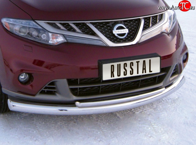 21 549 р. Защита переднего бампера (2 трубыØ76 и 42 мм, нержавейка) SLITKOFF  Nissan Murano  2 Z51 (2010-2016) рестайлинг  с доставкой в г. Таганрог