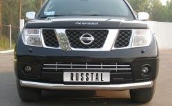 Одинарная защита переднего бампера SLITKOFF диаметром 76 мм Nissan (Нисан) Pathfinder (Патфайндер)  R51 (2004-2007) R51 дорестайлинг