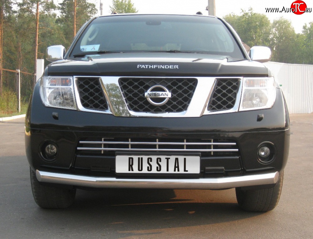 16 899 р. Одинарная защита переднего бампера SLITKOFF диаметром 76 мм  Nissan Pathfinder  R51 (2004-2007) дорестайлинг  с доставкой в г. Таганрог