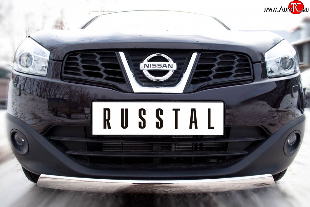 15 399 р. Защита переднего бампера (Ø75х42 мм, нержавейка) Russtal Nissan Qashqai 1 J10 рестайлинг (2010-2013)  с доставкой в г. Таганрог