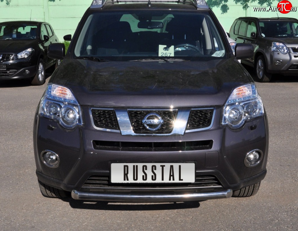 9 699 р. Одинарная защита переднего бампера Russtal диаметром 63 мм Nissan X-trail 2 T31 рестайлинг (2010-2015)  с доставкой в г. Таганрог