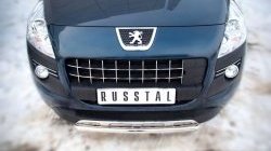 Защита переднего бампера (Ø 42 мм, нержавейка) SLITKOFF Peugeot 3008 дорестайлинг (2009-2013)