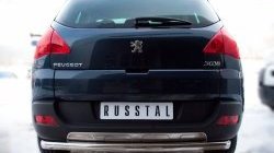 Защита заднего бампера (Ø63 мм, нержавейка) SLITKOFF Peugeot 3008 дорестайлинг (2009-2013)