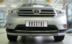 Одинарная защита переднего бампера SLITKOFF 76 мм Toyota (Тойота) Highlander (Хайлэндер)  XU40 (2010-2013) XU40 рестайлинг