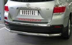 17 849 р. Защита заднего бампера (Ø76 мм, нержавейка) SLITKOFF  Toyota Highlander  XU40 (2010-2013) рестайлинг  с доставкой в г. Таганрог. Увеличить фотографию 1