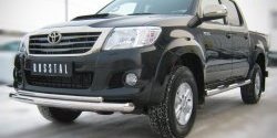 22 399 р. Защита переднего бампера (2 трубыØ76 и 42 мм, нержавейка) SLITKOFF  Toyota Hilux  AN20,AN30 (2011-2016)  2-ой рестайлинг  с доставкой в г. Таганрог. Увеличить фотографию 2