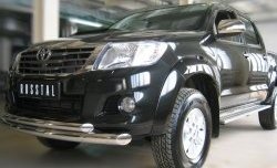 20 399 р. Защита переднего бампера (2 трубыØ76 и 63 мм, нержавейка) SLITKOFF  Toyota Hilux  AN20,AN30 (2011-2016)  2-ой рестайлинг  с доставкой в г. Таганрог. Увеличить фотографию 2