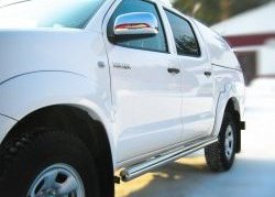 11 399 р. Защита порогов Russtal из круглой трубы диаметром 76 мм  Toyota Hilux ( AN10,AN20,  AN20,AN30) (2008-2016) 1-ый рестайлинг,  2-ой рестайлинг (Защита порогов с со скосами на торцах (вариант 1))  с доставкой в г. Таганрог. Увеличить фотографию 3