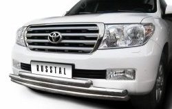 39 899 р. Тройная защита переднего бампера SLITKOFF из труб диаметром по 63 мм  Toyota Land Cruiser  200 (2007-2012) дорестайлинг  с доставкой в г. Таганрог. Увеличить фотографию 2