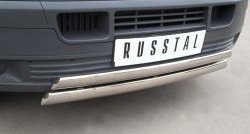 22 299 р. Защита переднего бампера (2 трубыØ75х42 мм, нержавейка) Russtal Volkswagen Transporter T5 дорестайлинг (2003-2009)  с доставкой в г. Таганрог. Увеличить фотографию 2