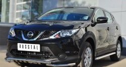 23 999 р. Защита переднего бампера (Ø42 мм с зубами, нержавейка) SLITKOFF Nissan Qashqai 2 J11 дорестайлинг (2013-2019)  с доставкой в г. Таганрог. Увеличить фотографию 2