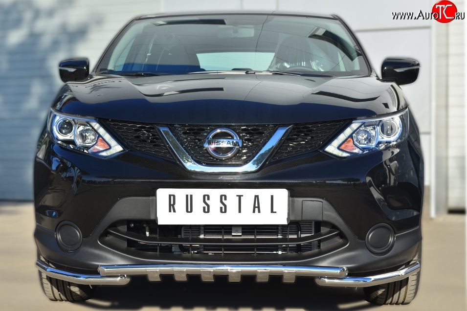 23 999 р. Защита переднего бампера (Ø42 мм с зубами, нержавейка) SLITKOFF Nissan Qashqai 2 J11 дорестайлинг (2013-2019)  с доставкой в г. Таганрог