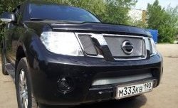 1 539 р. Нижняя сетка на бампер Russtal (хром) Nissan Pathfinder R51 рестайлинг (2009-2014)  с доставкой в г. Таганрог. Увеличить фотографию 2