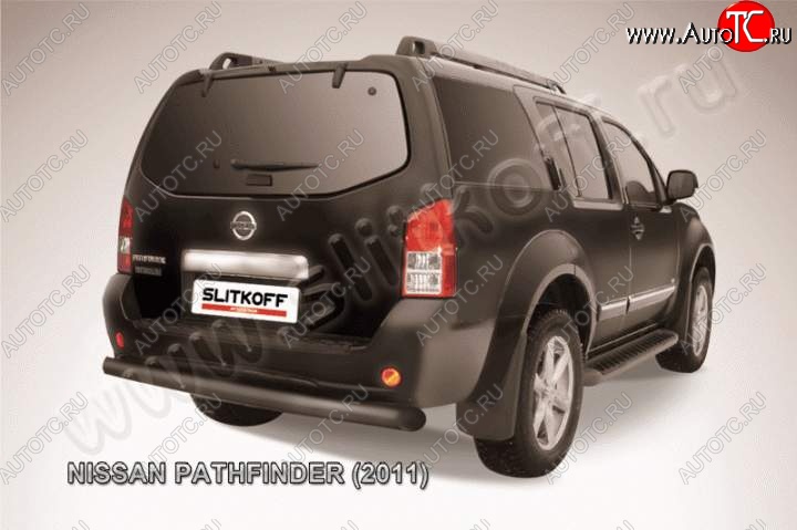 9 449 р. Защита задняя Slitkoff  Nissan Pathfinder  R51 (2009-2014) рестайлинг (Цвет: серебристый)  с доставкой в г. Таганрог