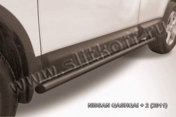 10 849 р. Защита порогов Slitkoff  Nissan Qashqai +2  1 (2010-2014) J10 рестайлинг (Цвет: серебристый)  с доставкой в г. Таганрог. Увеличить фотографию 1