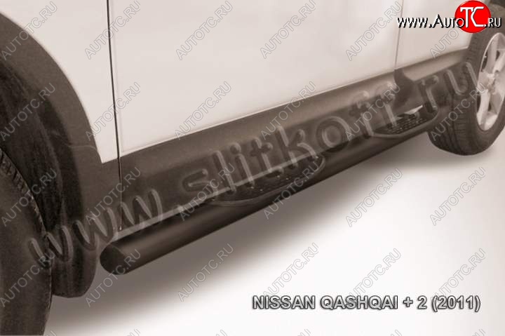 12 899 р. Защита порогов Slitkoff  Nissan Qashqai +2  1 (2010-2014) J10 рестайлинг (Цвет: серебристый)  с доставкой в г. Таганрог