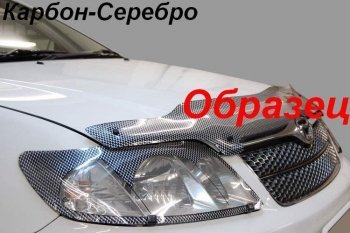 2 499 р. Дефлектор капота CA-Plastiс  Nissan Almera  G15 (2012-2019) седан (Шелкография карбон-серебро)  с доставкой в г. Таганрог. Увеличить фотографию 2