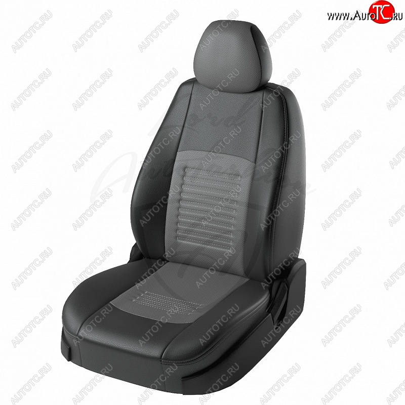 6 749 р. Чехлы для сидений Lord Autofashion Турин (экокожа)  Nissan Almera  G15 (2012-2019) седан (Черный, вставка серая)  с доставкой в г. Таганрог