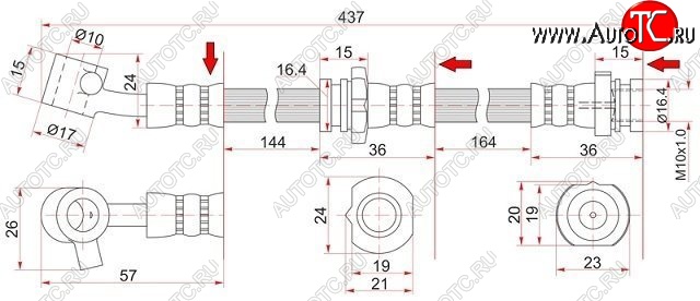 869 р. Тормозной шланг SAT (левый)  Nissan Avenir - Primera ( 1 седан,  седан,  2 седан,  2 универсал)  с доставкой в г. Таганрог