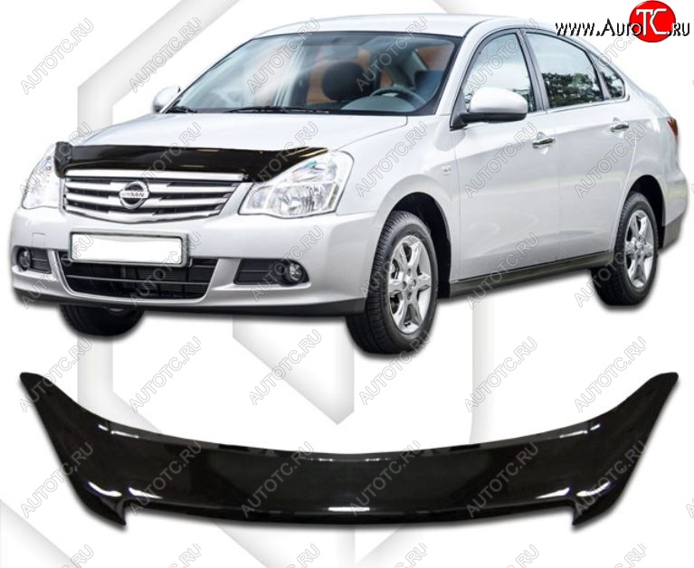 2 079 р. Дефлектор капота CA-Plastic  Nissan Bluebird Sylphy  седан (2005-2012) G11 (Classic черный, Без надписи)  с доставкой в г. Таганрог