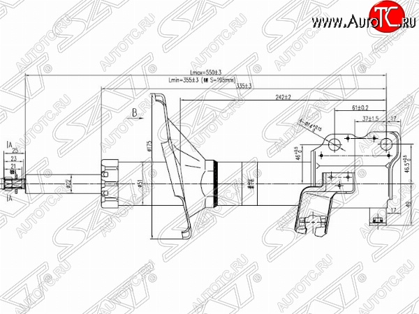 3 779 р. Левый амортизатор передний SAT Nissan Maxima A32 (1994-2000)  с доставкой в г. Таганрог