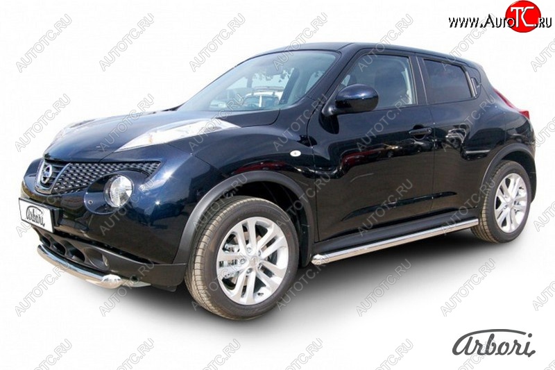 12 149 р. Защита штатных порогов 2WD Arbori (нержавейка, d57 mm). Nissan Juke 1 YF15 рестайлинг (2014-2020)  с доставкой в г. Таганрог