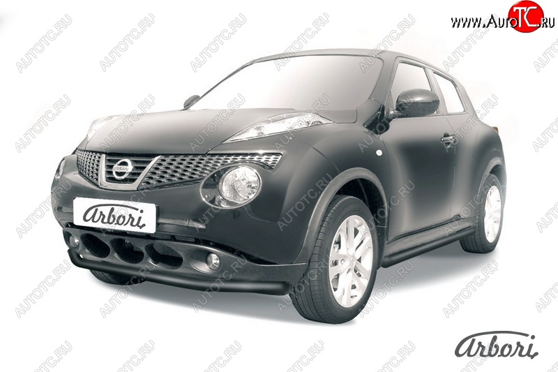 5 939 р. Защита переднего бампера 2WD Arbori (черная, 1 труба d57 mm). Nissan Juke 1 YF15 рестайлинг (2014-2020)  с доставкой в г. Таганрог