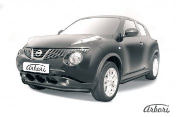 Защита переднего бампера 4WD Arbori (черная, 1 труба d57 mm). Nissan Juke 1 YF15 рестайлинг (2014-2020)