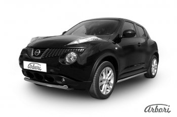 Защита переднего бампера 4WD Arbori (короткая. нержавейка, 1 труба d57 mm). Nissan Juke 1 YF15 рестайлинг (2014-2020)