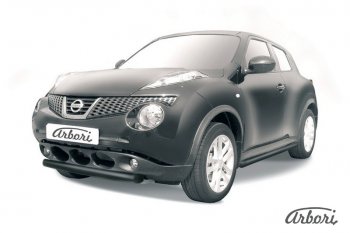 5 939 р. Защита переднего бампера 2WD Arbori (короткая, черная, 1 труба d76 mm).  Nissan Juke  1 YF15 (2010-2020) дорестайлинг, рестайлинг  с доставкой в г. Таганрог. Увеличить фотографию 1