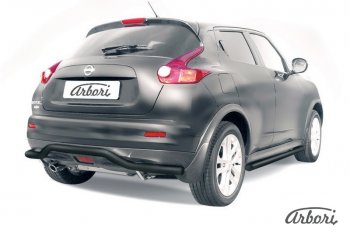 Защита заднего бампера 2WD Arbori (волна, черная, 1 труба d57 mm). Nissan Juke 1 YF15 дорестайлинг (2010-2014)